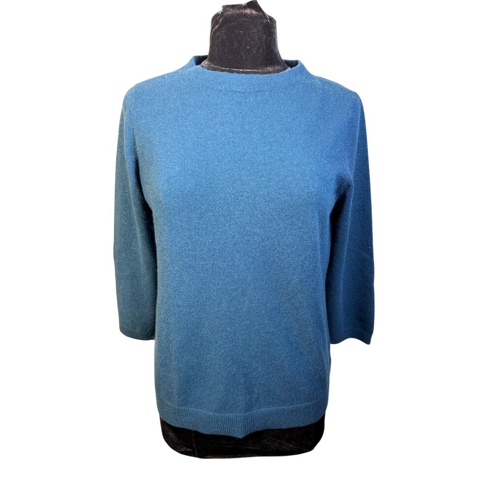 Talbots Pure Cashmere Sweater Womens Teal Green Crewneck Long Sleeve Size Large
